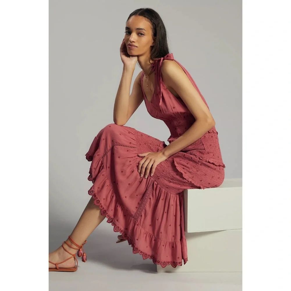 Anthropologie Forever That Girl Embroidered Midi Dress